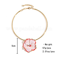 Collares con colgante de flor rosa de aleación de zinc con cristales de imitación de diamantes y esmalte para mujer&nbsp;WGA6D06-01