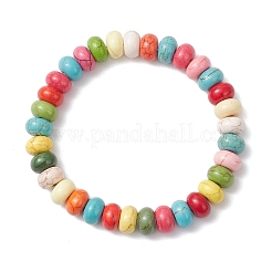 Braccialetti elastici con perline rondelle turchesi sintetiche per uomo e donna&nbsp;BJEW-JB12450