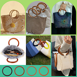 8 poignée de sac à main plate et ronde en bois de 4 couleurs&nbsp;AJEW-PH0006-18