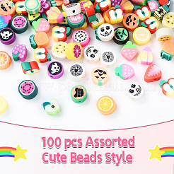 100pcs 5 Arten handgemachte Polymer-Ton-Perlen&nbsp;CLAY-YW0002-14