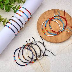 14 Stück 14 Stile Glasperlen & geflochtene Perlenarmbänder und Fußkettchen-Set aus Edelstahl 303&nbsp;SJEW-SW00003-07