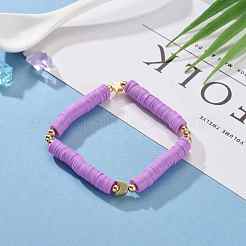 Bracciali elasticizzati fatti a mano in perle di argilla polimerica&nbsp;BJEW-JB05621-01