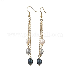 Orecchini pendenti con nappe di perle coltivate d'acqua dolce naturali.&nbsp;EJEW-JE07381-01
