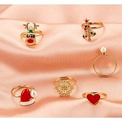 Weihnachtsthema Legierung Emaille mit Strass Fingerringe Sets&nbsp;FS-WG22033-01