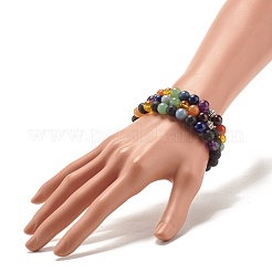 Ensemble de bracelets extensibles de perles rondes en pierre naturelle mélangée&nbsp;BJEW-JB07469