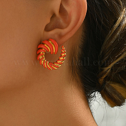 Pendientes de acero inoxidable 201 con forma de espiral de vórtice esmaltado&nbsp;LD7600-5