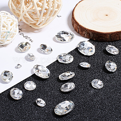 Cabochons en verre avec strass de dos avec point&nbsp;RGLA-OC0001-32