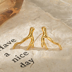 Boucles d'oreilles à tige en acier inoxydable en forme de branche&nbsp;GY4783