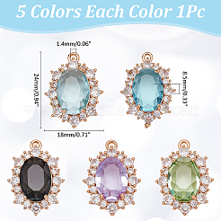 5 Stück 5 Farben Messing Glas klar Zirkonia Anhänger&nbsp;KK-WR0001-66