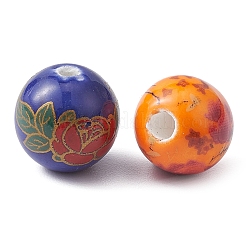 Cuentas de porcelana hechas a mano impresos&nbsp;PORC-YW0001-04