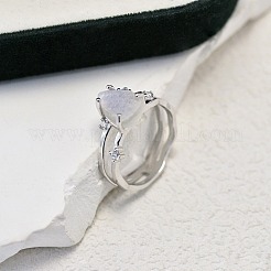 Bagues en argent sterling avec pierre de lune naturelle et triangle 925&nbsp;FS-WGDF753-03