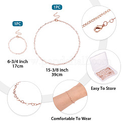 1 Set Herz-Gliederkettenarmbänder und Halskette aus Messing&nbsp;SJEW-TA0001-04