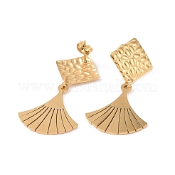 Orecchini pendenti a forma di ventaglio in acciaio inossidabile 304 con rombo per donna&nbsp;EJEW-G328-25