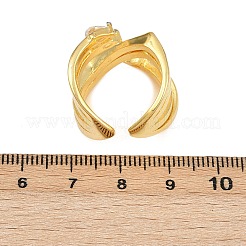Manschettenringe aus Messing mit Mikropavé-Zirkonia für Damen&nbsp;RJEW-L132-06G