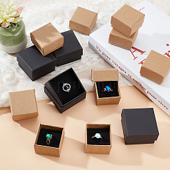 48 Stück 2 Stile quadratische Schmuckringboxen aus Kraftpapierkarton&nbsp;CBOX-PH0002-24