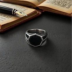 Fingerringe aus Edelstahl 304 mit Glas für Herren&nbsp;FS-WGAAEBE-09