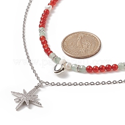 Set di collane con pendente a stella con zirconi cubici trasparenti in stile 2 pz 2&nbsp;NJEW-JN04199