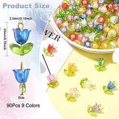 90 pz 9 colori pendenti in acrilico lampwork&nbsp;PALLOY-CJ00048