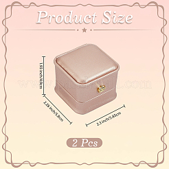 2 x Geschenkbox für Ringe aus PU-Leder&nbsp;LBOX-CL0004-04