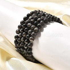 Pulseras elásticas de cuentas de larvikita natural&nbsp;BJEW-F380-01-A14