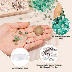 Kits de diy para hacer pulseras de cuentas de aventurina verde natural&nbsp;DIY-TA0013-73