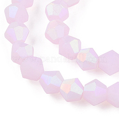Brins de perles en verre dépoli imitation jade bicône&nbsp;X-GLAA-F029-JM4mm-A02