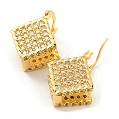 Orecchini a cerchio in ottone a forma di rombo con micro pavè di zirconi trasparenti&nbsp;EJEW-Q785-08G