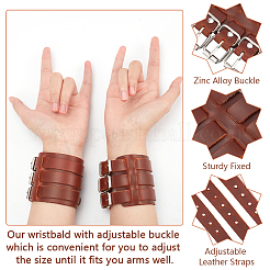 Verstellbares Manschettenkordelarmband aus Rindsleder&nbsp;BJEW-WH0020-62P-01