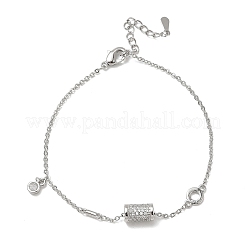 Pulseras con dijes de columna de latón con micro pavé de circonitas cúbicas transparentes&nbsp;KK-CBA6980-26P