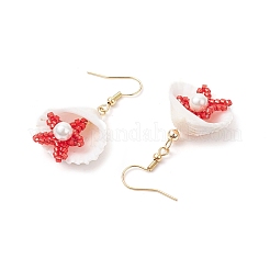 Orecchini pendenti a forma di conchiglia in acciaio inossidabile 304&nbsp;EJEW-MZ00376-02