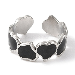 Anillos de puño abiertos de acero inoxidable 304 con esmalte y forma de corazón para mujer&nbsp;RJEW-F166-30P-01