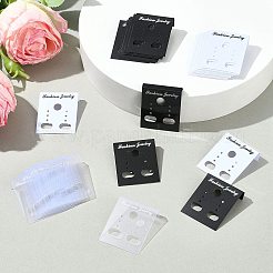 180 Stück 3 Stile Rechteckige Ohrring-Displaykarten aus Kunststoff&nbsp;EDIS-FS0001-01D