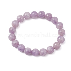 Braccialetti elastici con perline rotonde di ametista e lavanda naturale per le donne&nbsp;BJEW-JB12127-01