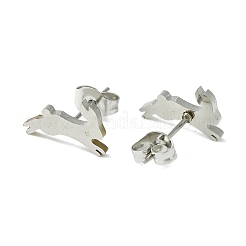 Orecchini a bottone in acciaio inossidabile 304 con tema animaletto carino e anti-ossidazione&nbsp;EJEW-B041-02F-P