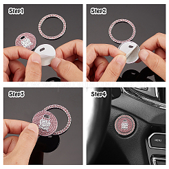 3 set di 3 adesivi per auto in lega di zinco autoadesivi con strass colorati&nbsp;DIY-AR0001-48