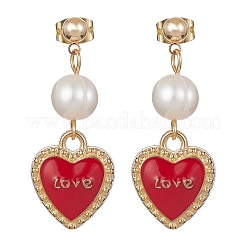 Orecchini pendenti in lega di smalto per San Valentino con perni in ottone&nbsp;EJEW-JE05374