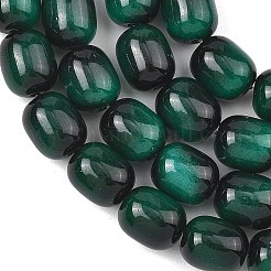 Fili di perline di vetro tinte che imitano l'occhio di tigre&nbsp;GLAA-H040-02C