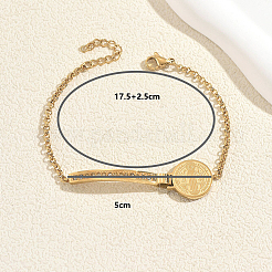 Braccialetti da donna con maglie a barra ad arco in acciaio inossidabile e strass di cristallo&nbsp;RJ1740