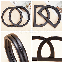 4 Stück 2 Stile Holz-D-Ring & runde Ring-Taschengriffe&nbsp;DIY-WR0002-58