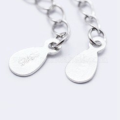 Embout en 925 argent sterling avec chaînes d'extension et breloques de goutte&nbsp;X-STER-F036-26S-48mm