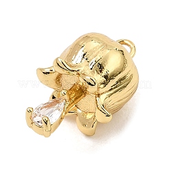 Pendentifs en laiton sertis de micro-pavés de zircone cubique transparente&nbsp;CU-CBA1346-01G