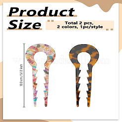2 fourche à cheveux en acétate de cellulose (résine) en forme de U&nbsp;OHAR-LP0004-05A