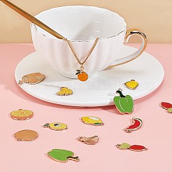 40 pièces 10 pendentifs en émail en alliage plaqué or clair de style&nbsp;ENAM-SC0001-89KCG