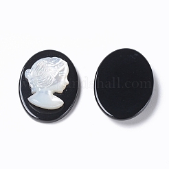 Cabochon di cameo in agata nera tinti e riscaldati in modo naturale&nbsp;G-L556-A