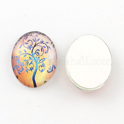 Baummuster Glas oval flatback BlumeCabochons für DIY-Projekte&nbsp;GGLA-R022-25x18-55
