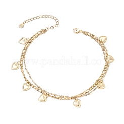 Bracelets de cheville à pompon double couche en acier inoxydable 304 pour femmes&nbsp;AJEW-AN00704-03
