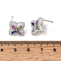 Pendientes de tuerca de circonio cúbico con micro pave de latón&nbsp;KK-CBA8324-25P-01