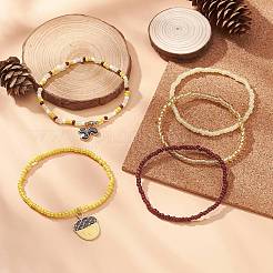 5 Stück 5 Stil Glas Samenperlen Stretch-Armbänder Set&nbsp;BJEW-JB09395