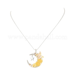 Mondanhänger aus natürlichem Topas-Jade mit Drahtumwicklung und Acryl-Schmetterling&nbsp;NJEW-TA00266-03