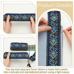 Blumenband aus Polyester-Jacquard im Ethno-Stil&nbsp;SRIB-WH0026-18